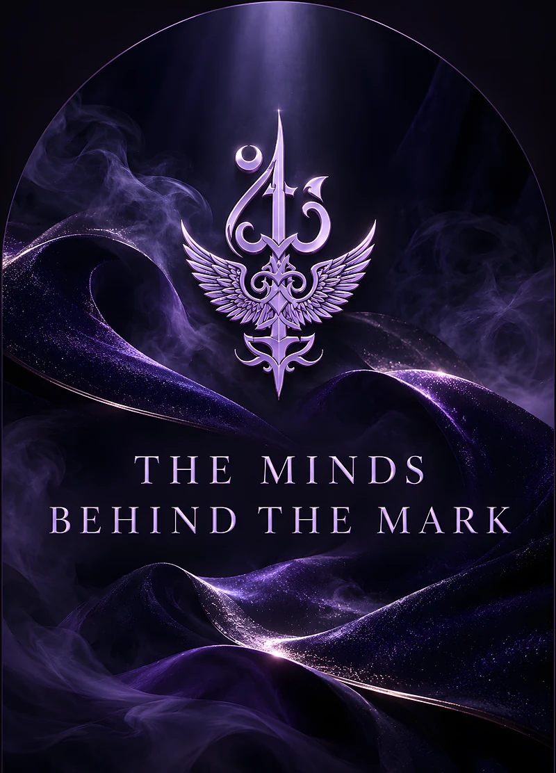 The Livyatt crest in violet light above folds of velvet and drifting smoke, with the words The Minds Behind the Mark